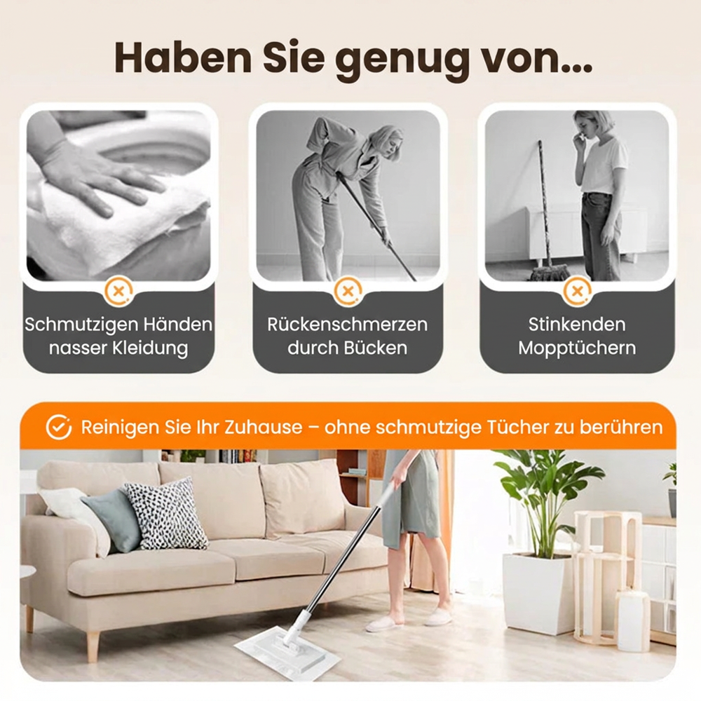 🎉Blitzangebot (🚀55% RABATT) 🧹Einweg-Staubmopp mit 10 wiederverwendbaren Tüchern
