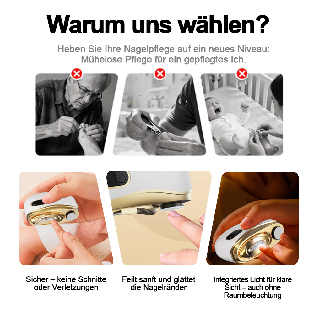 💥LETZTER TAG VERKAUF 50% RABATT💥 2-in-1 Elektrischer Nagelknipser & Polierer 🏆 Universelle automatische Nagelfeile für Erwachsene und Kinder👶 -Remifa®