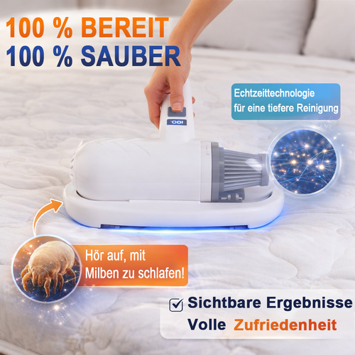🌟Komplett aufgerüstet🛏️Über 500.000 Stück verkauft!💝Bettstaubsauger mit UV-C-Licht – Klopfen + Saugen + UV in einem!💥🔦