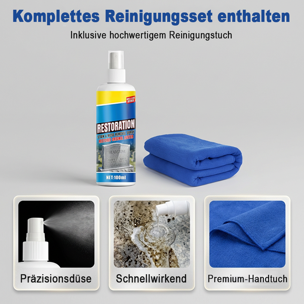 ⏰ Kaufe 2, erhalte 1 gratis! 🎁Grabstein-Reinigungs- & Restaurierungsspray – Flecken sofort entfernen