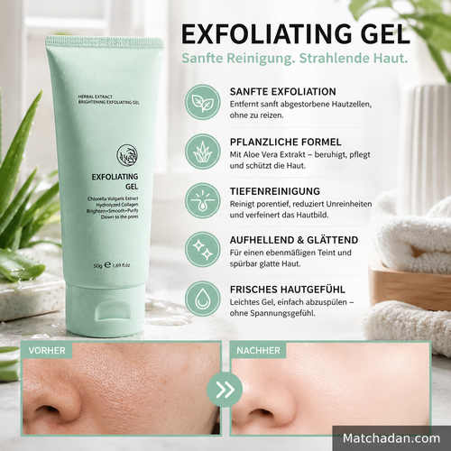 80%OFF-Kräuter-Exfoliating Gel mit Chlorella & Kollagen – Aufhellendes Peeling für glatte, reine Haut