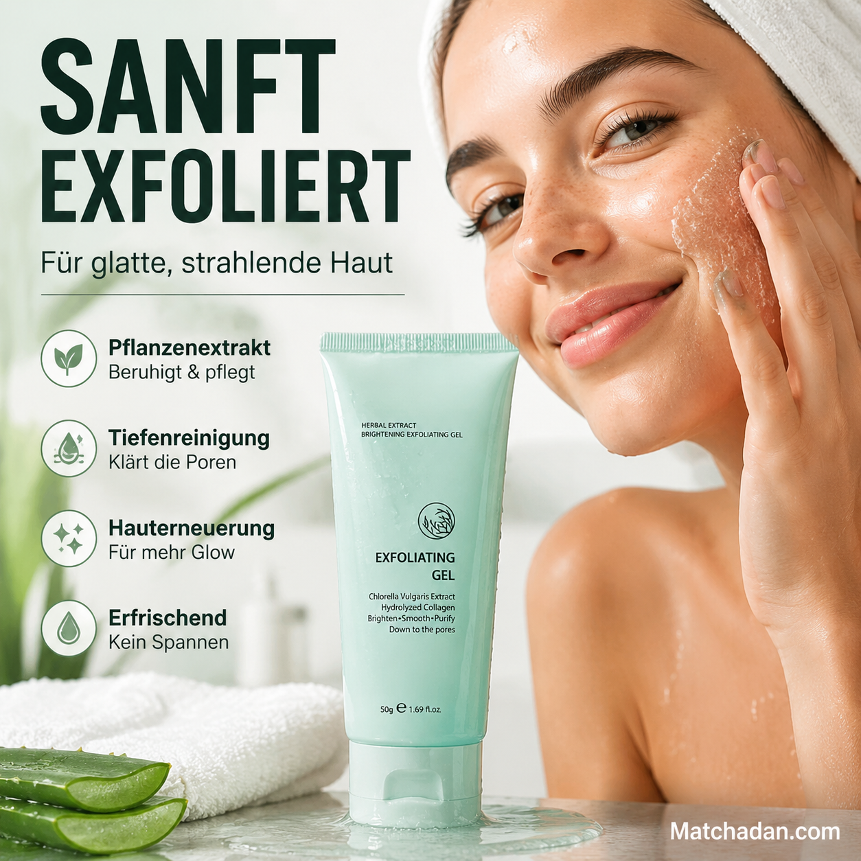 80%OFF-Kräuter-Exfoliating Gel mit Chlorella & Kollagen – Aufhellendes Peeling für glatte, reine Haut