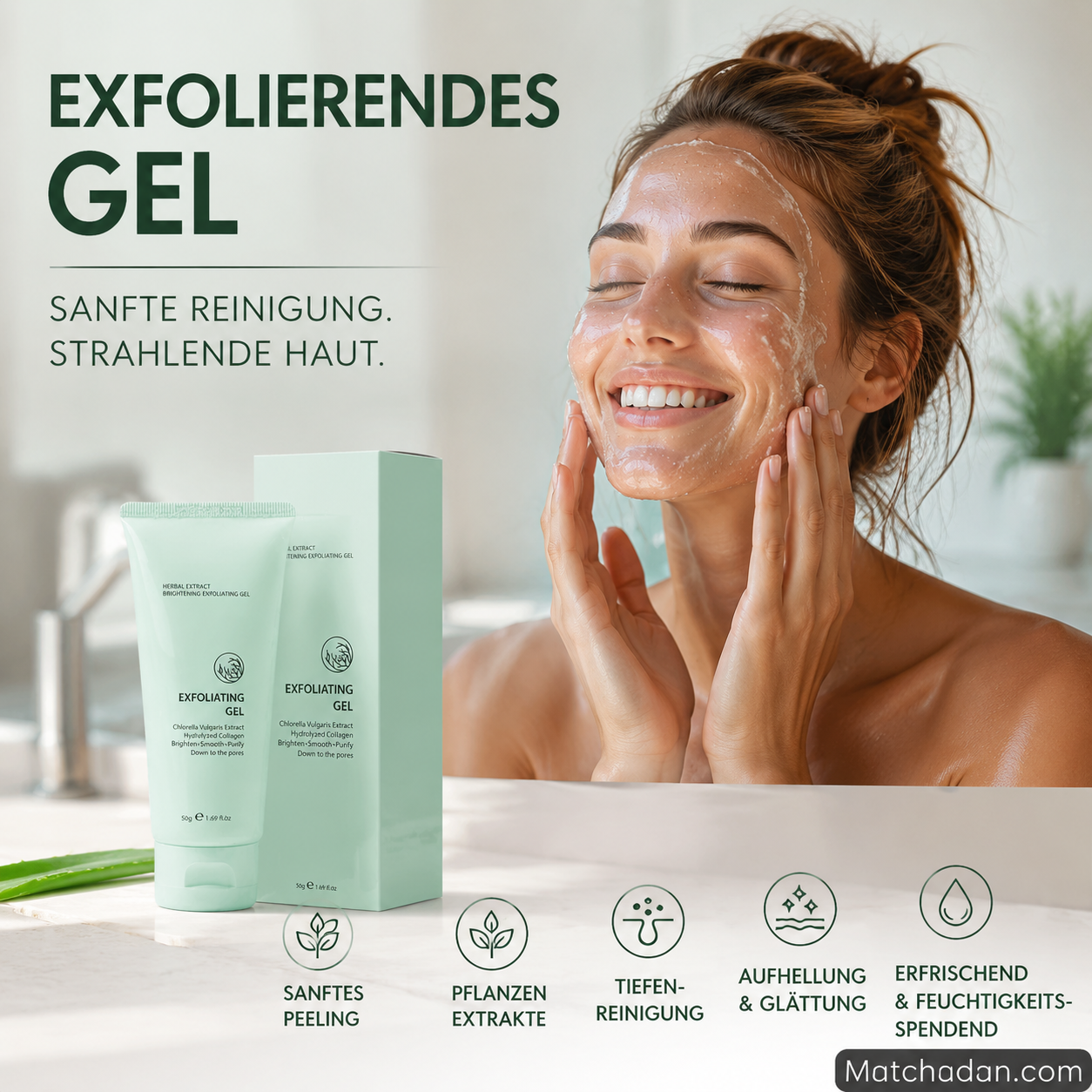 80%OFF-Kräuter-Exfoliating Gel mit Chlorella & Kollagen – Aufhellendes Peeling für glatte, reine Haut